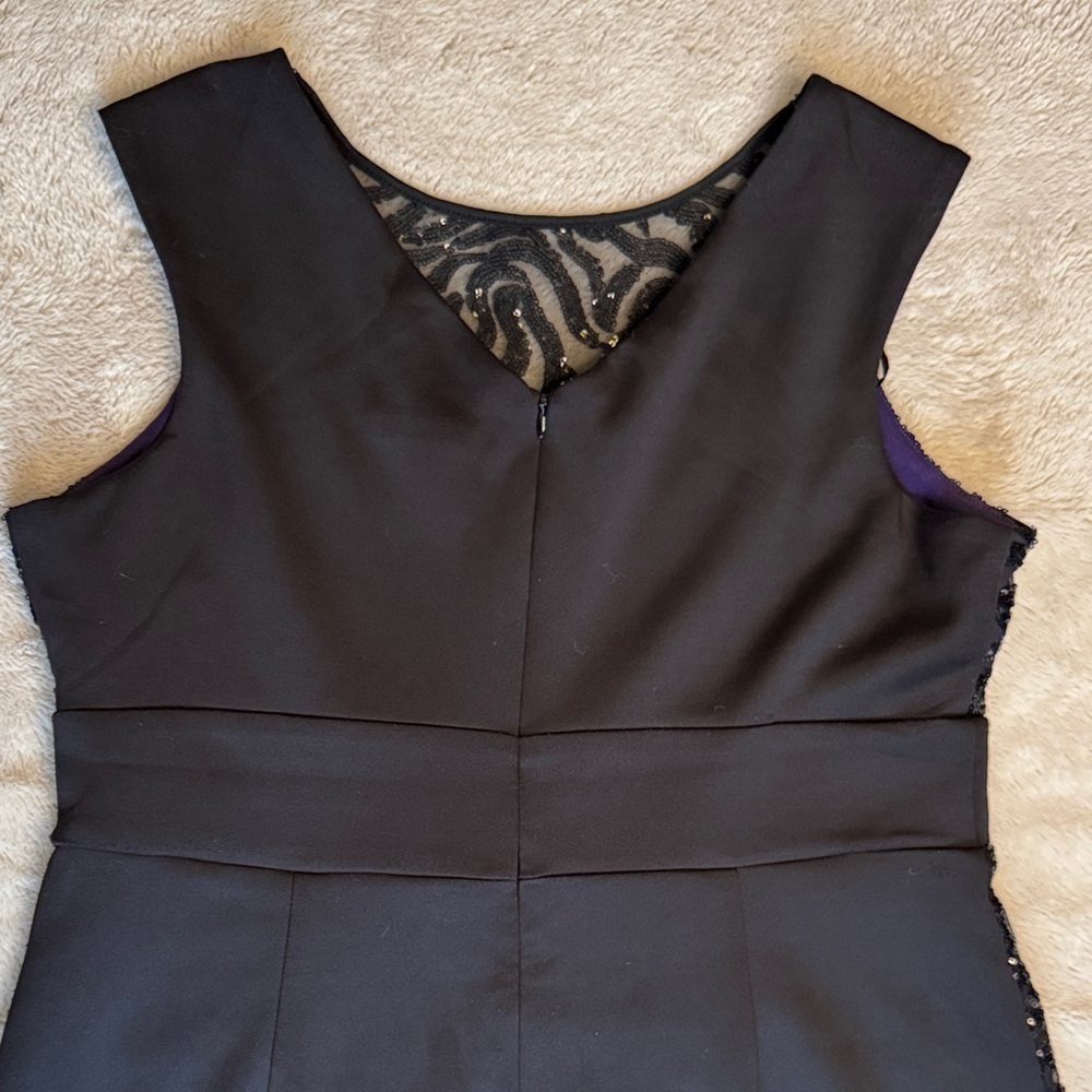 Ricki's Black Sequin Rose Sleeveless Dress Purple Under Layer sz 14 Stretch - Picture 13 of 15
